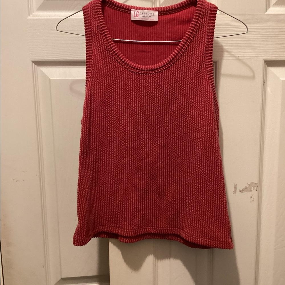 LG Red Ribbed Knit Top - Picture 7 of 10
